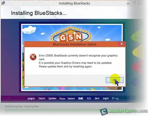 Bluestacks Error 25000