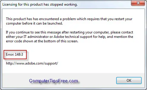 Fix: Adobe Photoshop CS4 Error 148:3 - Licensing for the product has stopped working