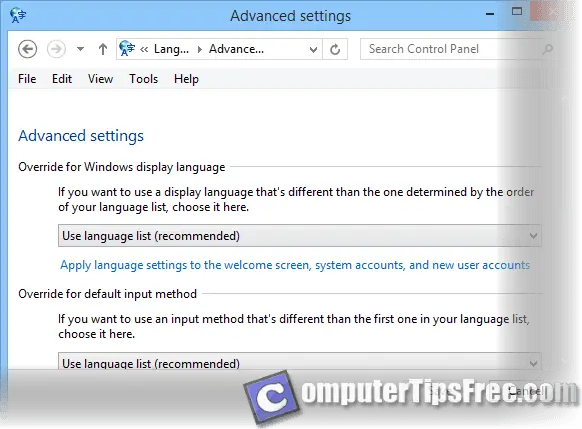 How to Change System Locale Display Language Windows 8 7