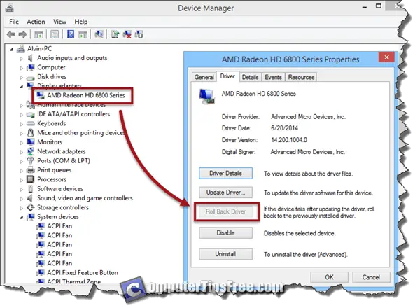 How to Correctly Rollback Graphics Driver Nvidia or ATI Card in Windows 8.1