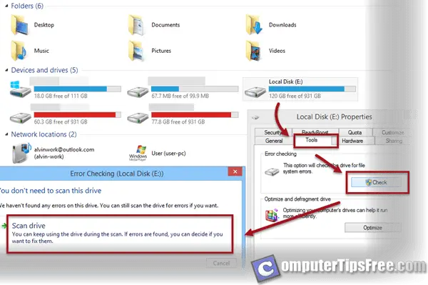 How to Run ScanDisk in Windows 8 7 8.1 Vista XP