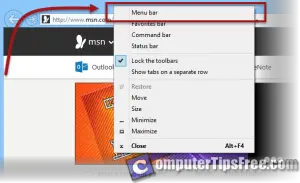 Internet Explorer 11 10 9 Menu Bar Missing Windows 8 7