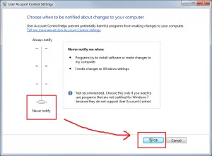 turn off UAC run as administrator