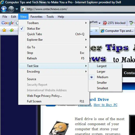 Changing Explorer Text Size YouTube