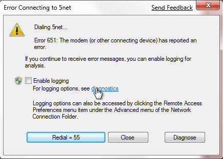 Windows 7 Fix: Error 651 Modem PPPoE Broadband Internet Connection