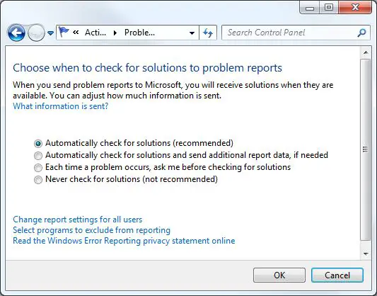 Explorer Has Stopped Working Disable Windows Error Reporting check solution