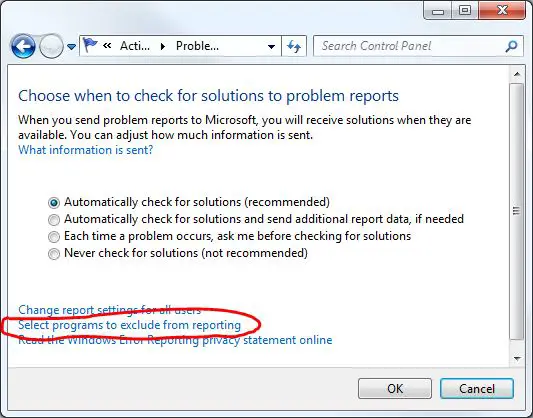 Disable Windows Error Reporting