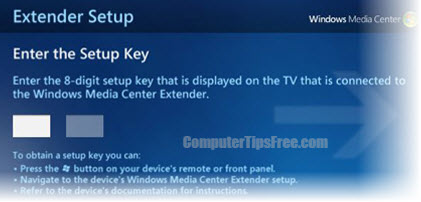 extender setup windows media center