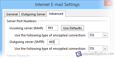 gmail outlook incoming outgoing server ip port ssl tls