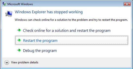 Windows Explorer Has Stopped Working