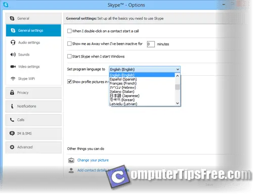 how to change skype language windows live messenger