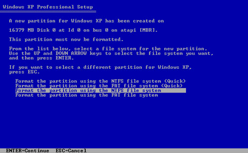 utwórz dysk rozruchowy NTFS z nadmierną partycją tłuszczu w systemie Windows xp