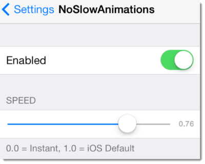 noslowanimations speed up ios7