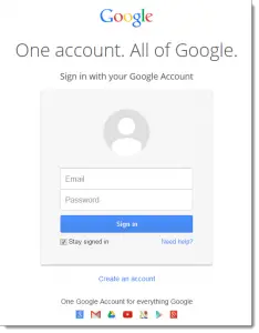 one google account gmail login page