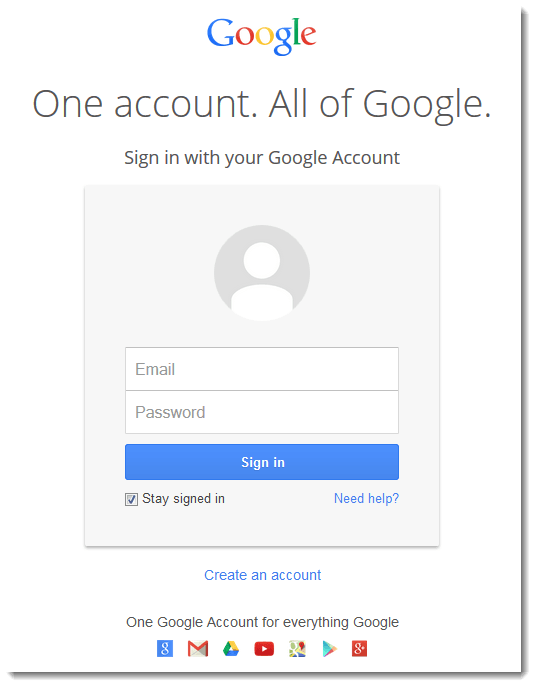 one google account gmail login page