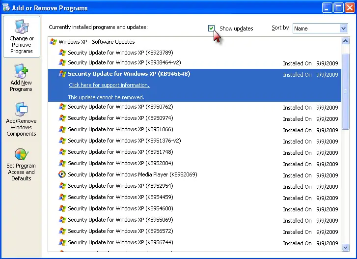 View Windows Update History In Windows 8/7/8.1/Vista/Xp