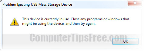 Problem Ejecting USB Mass Storage Device This device is currently in use