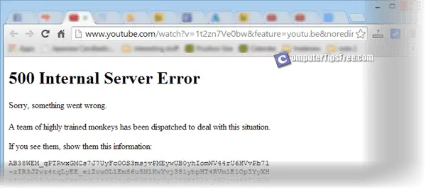 youtube 500 internal server error