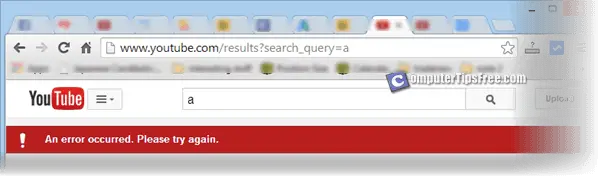 youtube an error occurred please try again